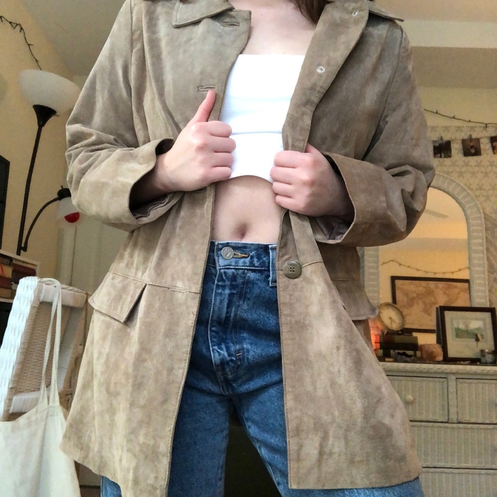 Brown Suede Winter Pea Coat Size M